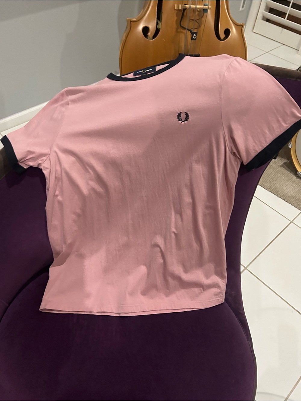 Fred Perry Pink Ringer Tee with Black Trim